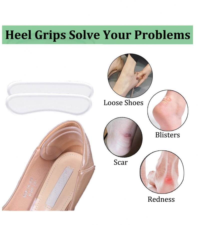 1Pair Gel Silicone Heel Grip Transparent Liner Insole Shoe  Foot Care Protector Patch Pain Relief
