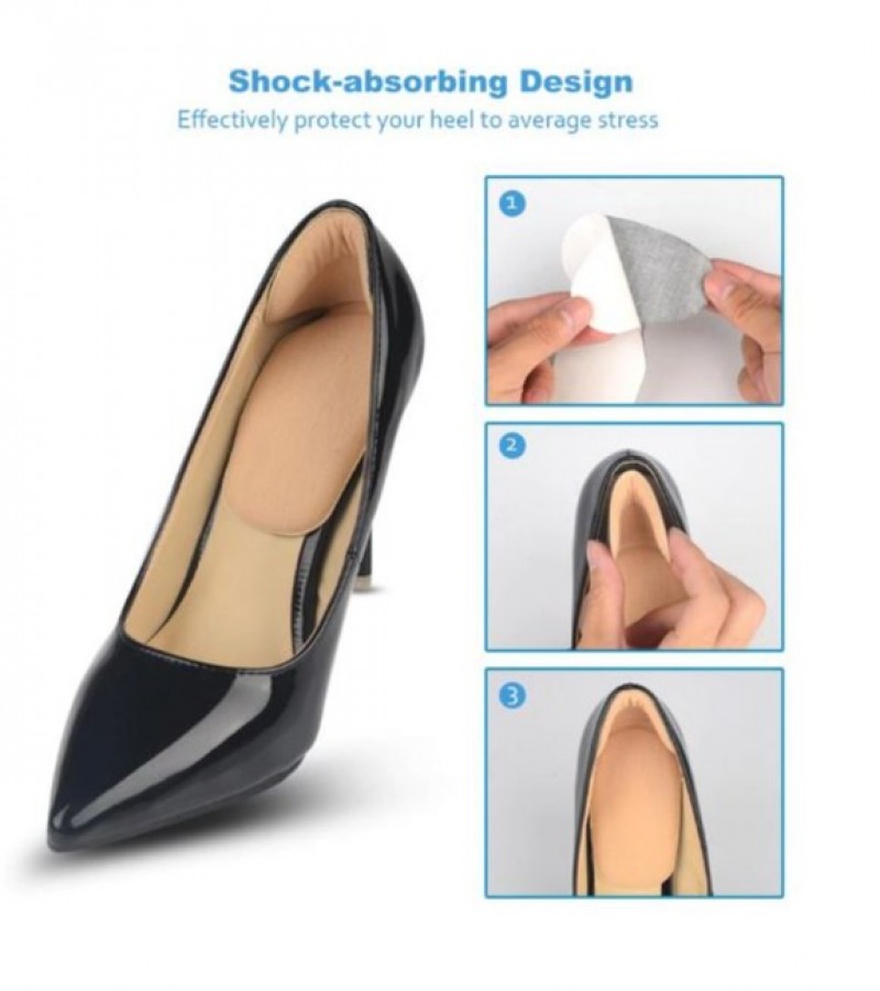 1Pair High Heels T-Shape Women Insoles For Shoes Back Liner Grip Arch Scratching Bandages - Beige