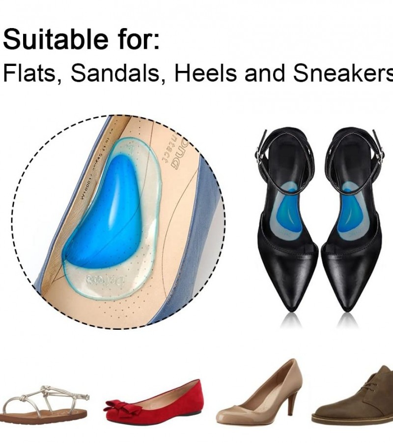 1Pair Silicone Gel Arch Support Comfortable Insole Gel Pad for Pain Relief Heel Support Protection