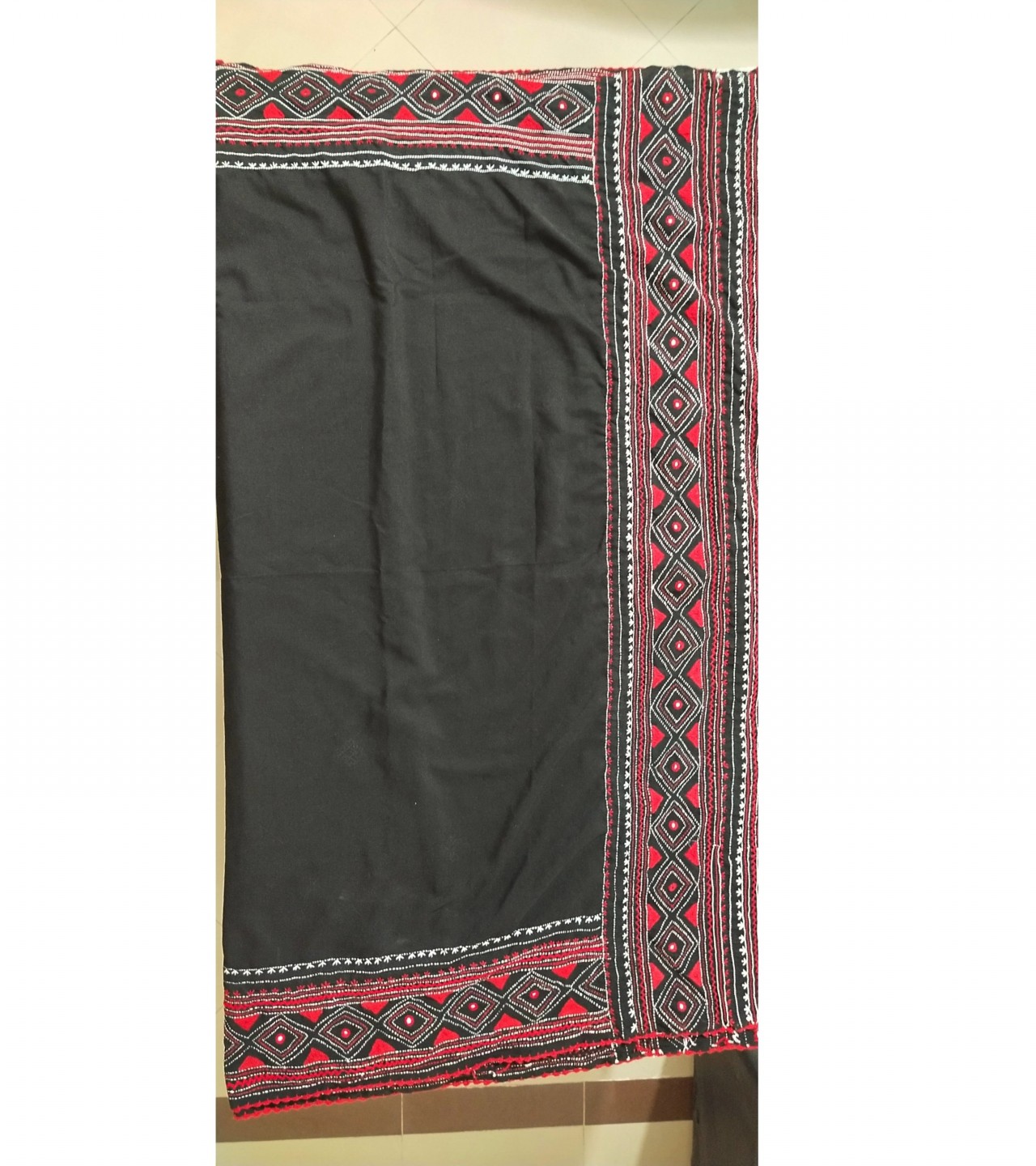 Black Embroidery Shwal
