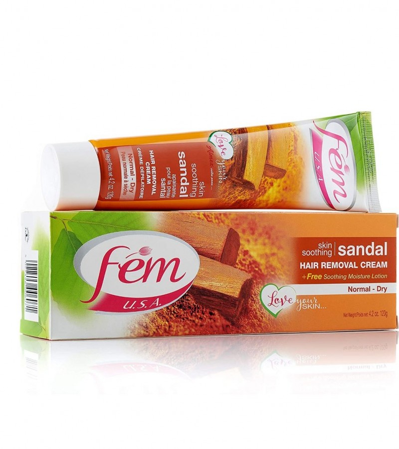 Fem Hair Removal Cream 120 ML With Free Smoothing Lotion Sandal