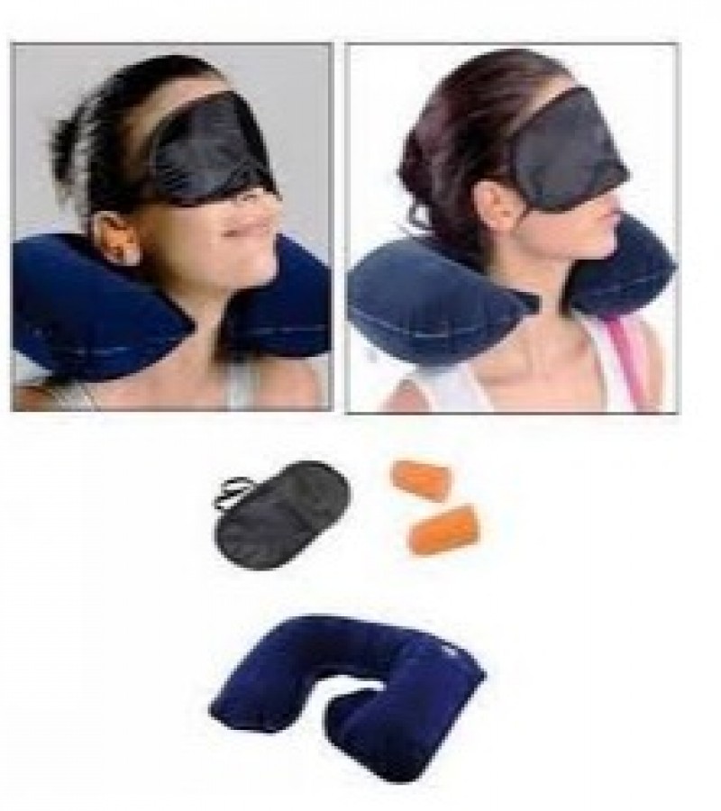 Pack of 3 - Tourist Neck Pillow, Eye Shade & Ear Mask