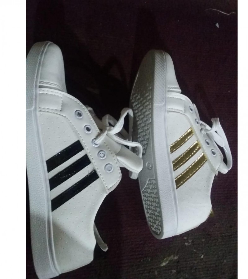 Side Multistrip Men Sneakers - Exoprt Quality ( White )