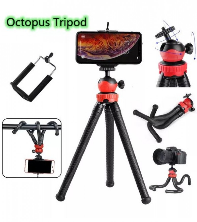 Tripod Flexible Octopus GorillaPod With Mobile Holder - Black