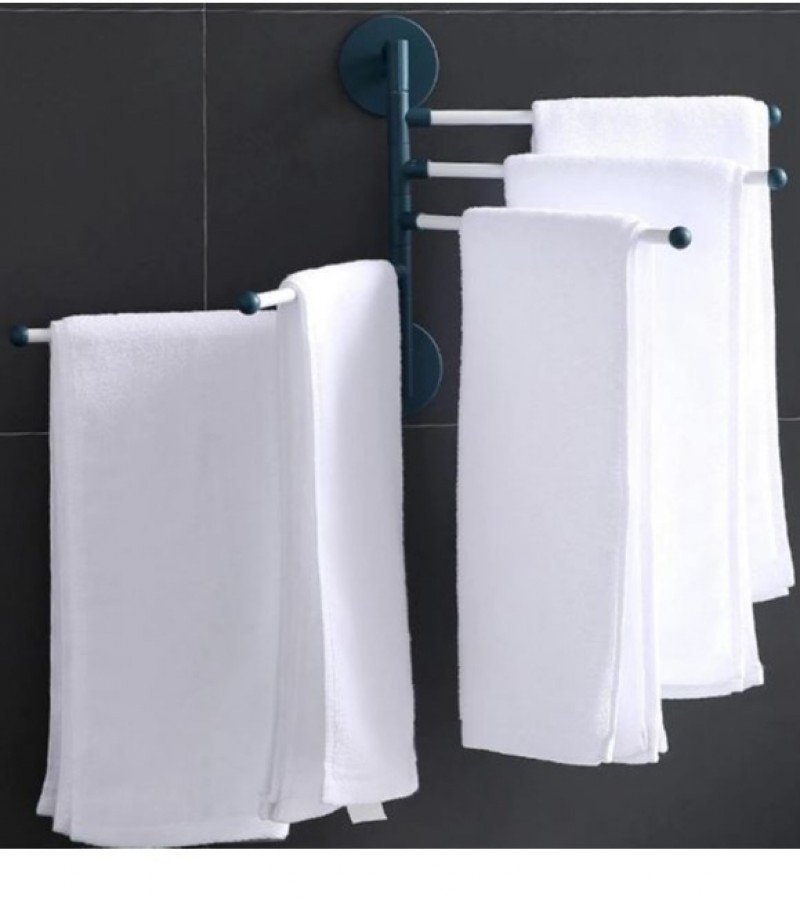 Wall Mount Punch Free Adhesive Bathroom Towel Holder Steel Rods Hanger Shelf Rack Organizer
