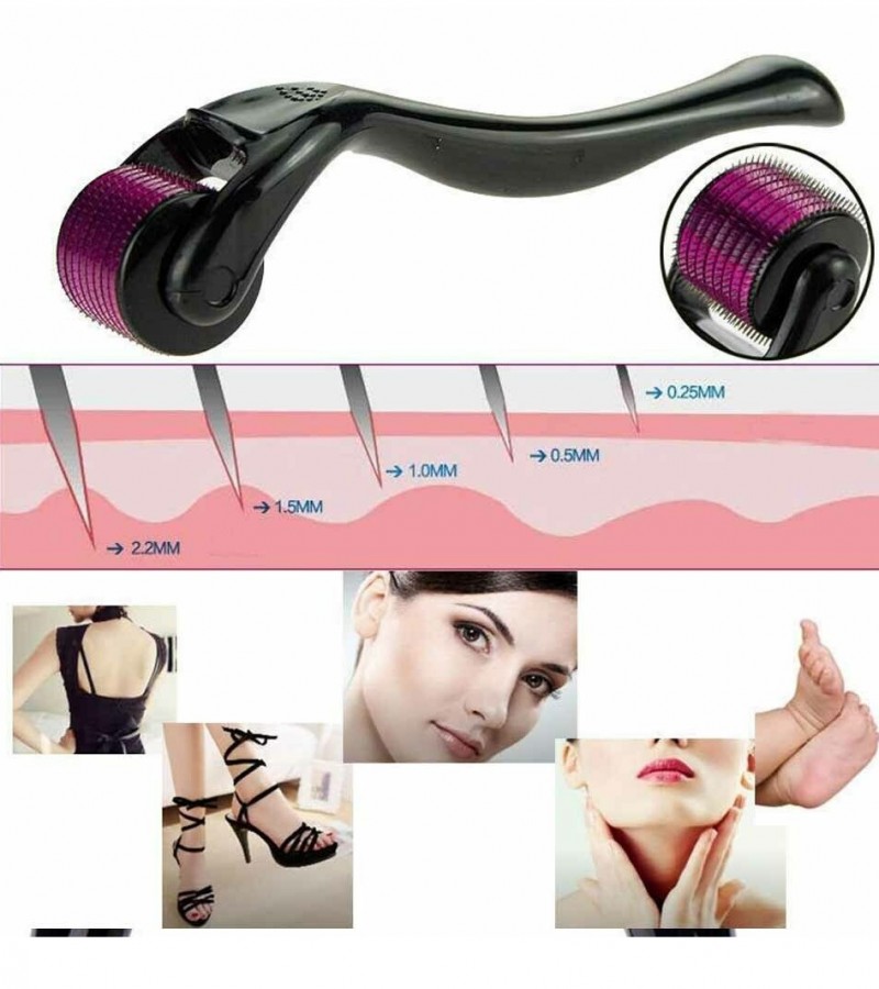 0.5 mm 540 Titanium Microneedle Derma Roller Skin Therapy For Acne, Wrinkles & Scar Remover