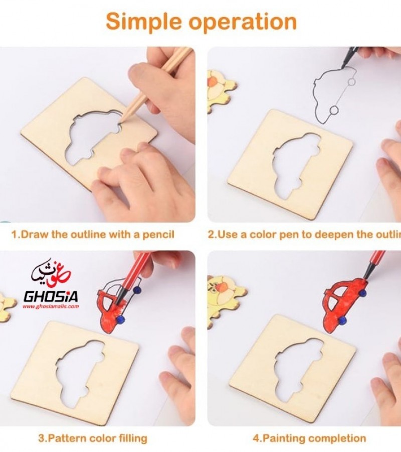 12 pcs Creative Drawing Toys Painting Stencil Templates Coloring Board Children Doodle Drawing Kit