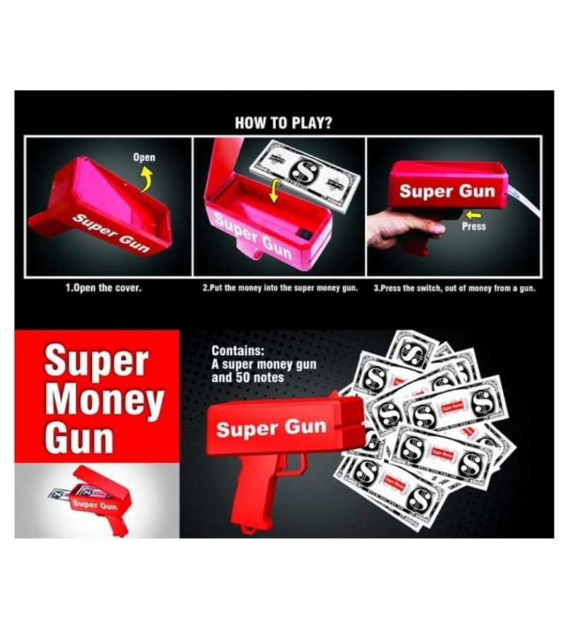 Cash Cannon Spray Money_Gun Money Rain Toy _Spit_ Banknotes_ Gun_ Red Best Gift