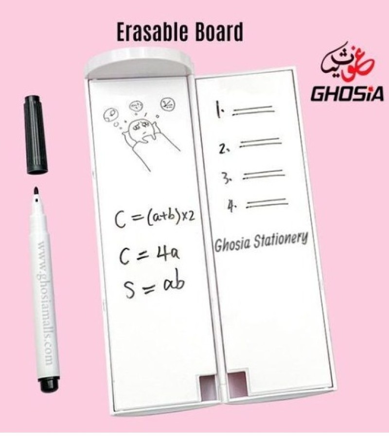 Creative Cartoon Pencil Case With Whiteboard Solar Calculator Magnetic Lock