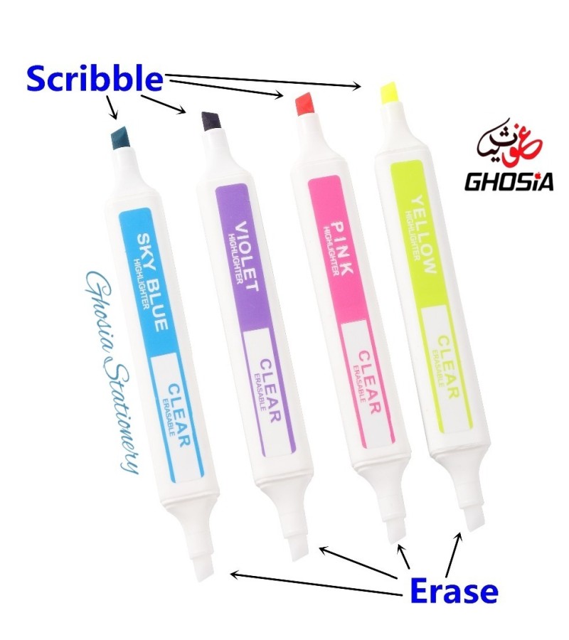 Erasable Highlighter Twin Head 6pcs Set Marker Pen Light Pen