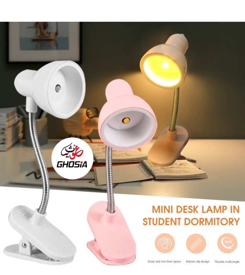 LED Mini Book Light Reading Light Mini Clip-On Study Desk Lamp Battery Powered Flexible Lamp
