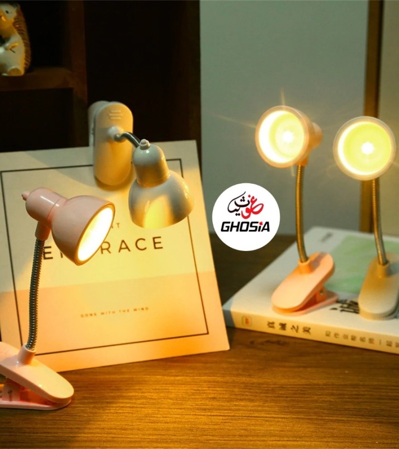 LED Mini Book Light Reading Light Mini Clip-On Study Desk Lamp Battery Powered Flexible Lamp