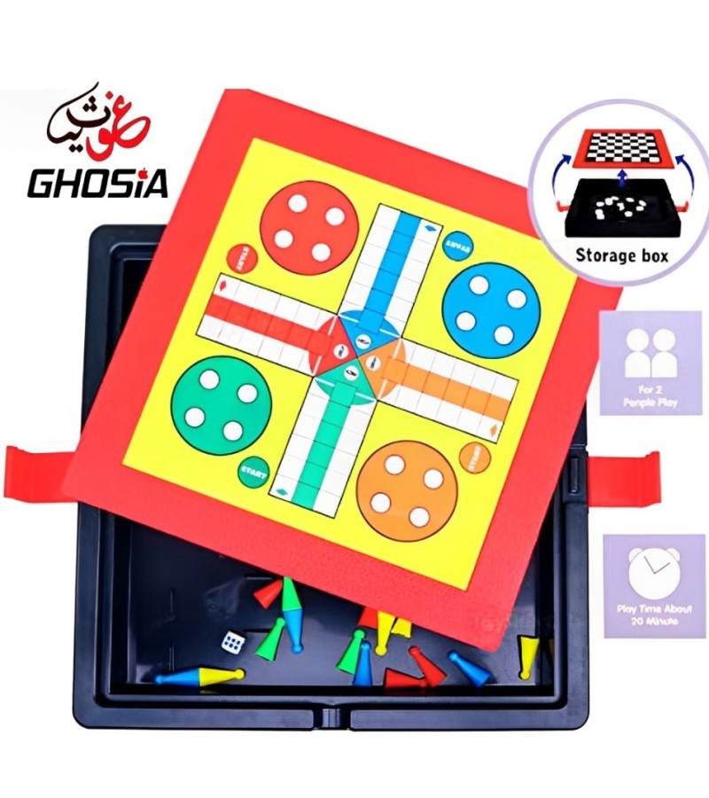 Ludo Board Game with Storage Compartment Best Classic Board Game Set for Kids, Family & Friends