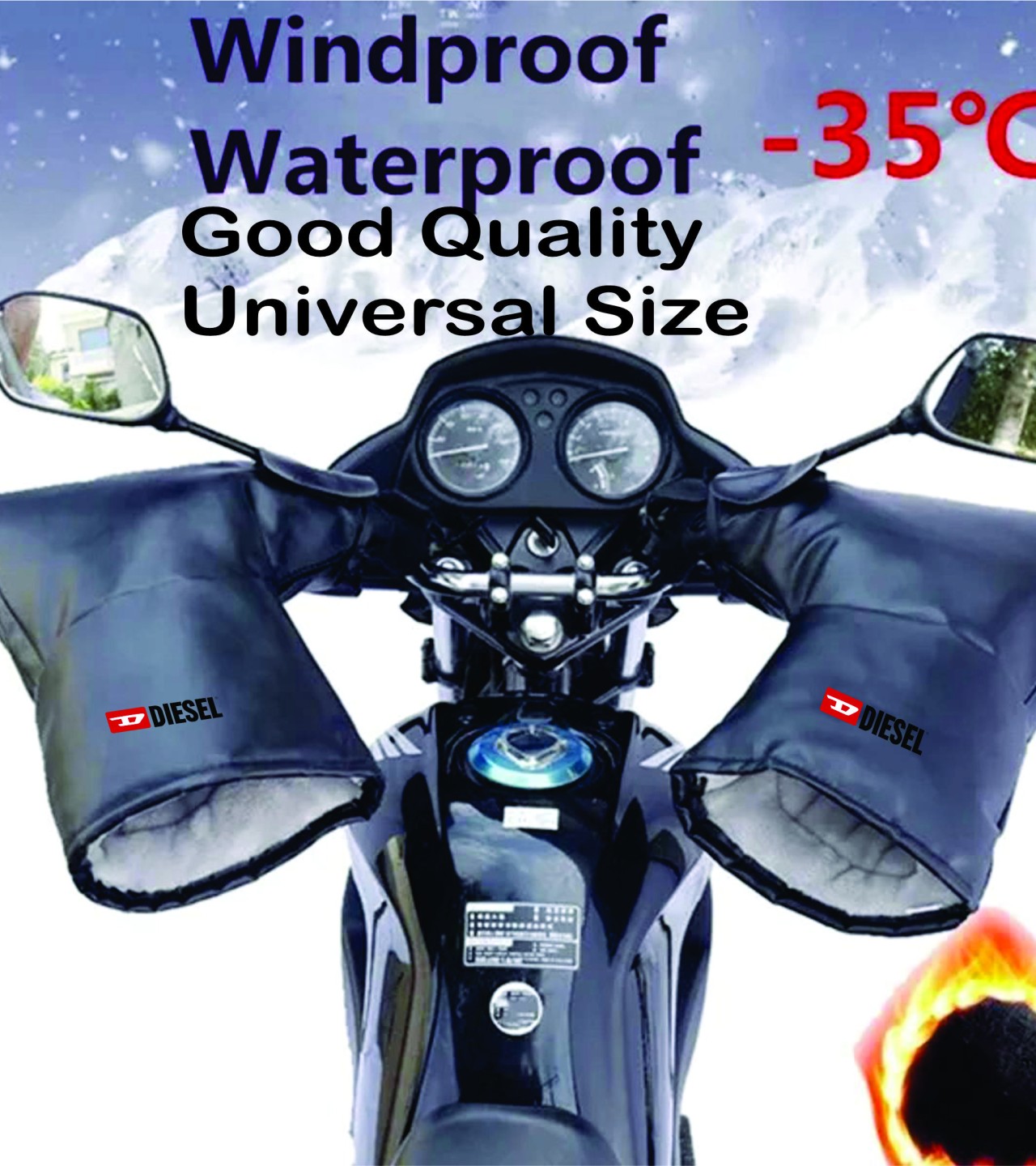 1Pair Motorcycle Handle gloves Universal Waterproof Good Quality Bike Gloves With Furr