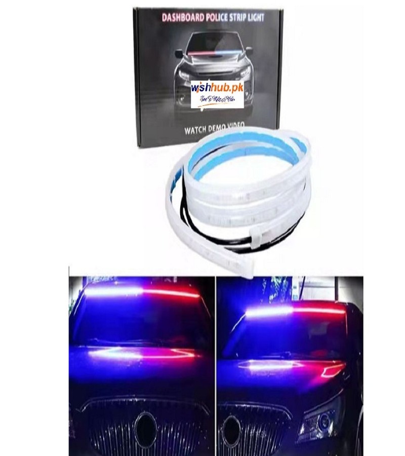 Car Dashboard Police Strip Light Red and Blue Flexible Emergency SOS Strip Light 48 inch