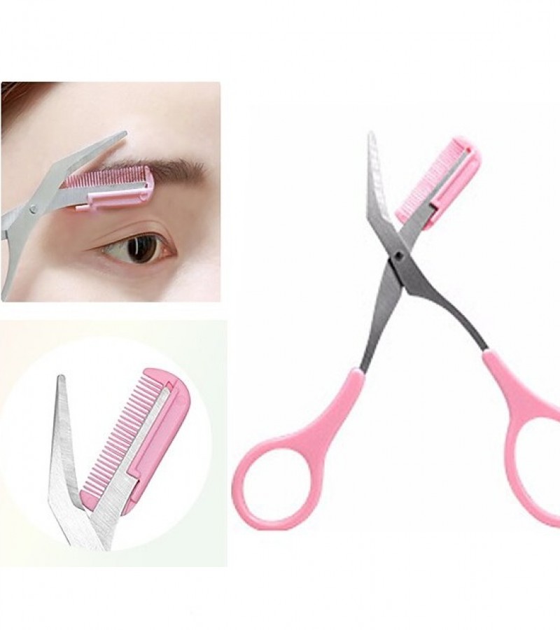 Portable Facial Hair Removal Shaping Scissor Eyebrow Trimmer With Comb