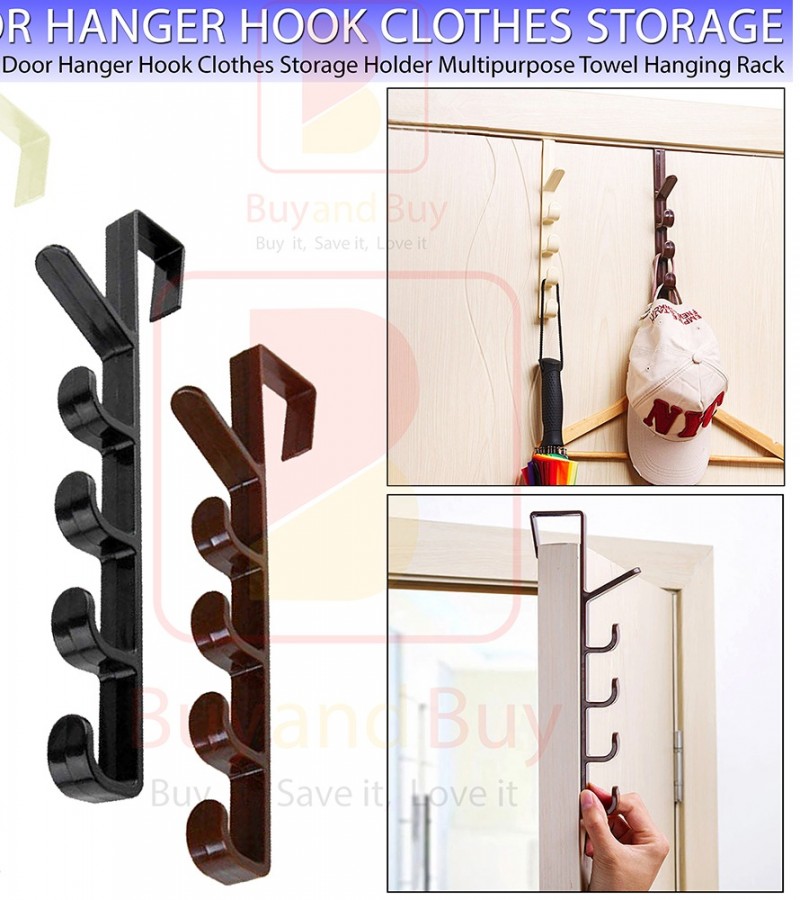 1Pcs Multifunctional 5 Hooks Hanger Wall Door Back Hanging Plastic Hook