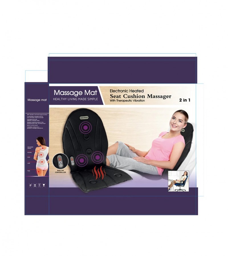 2 in 1 Massage Full Size Seat Topper Back And Neck Massager With Soothing Heat Function