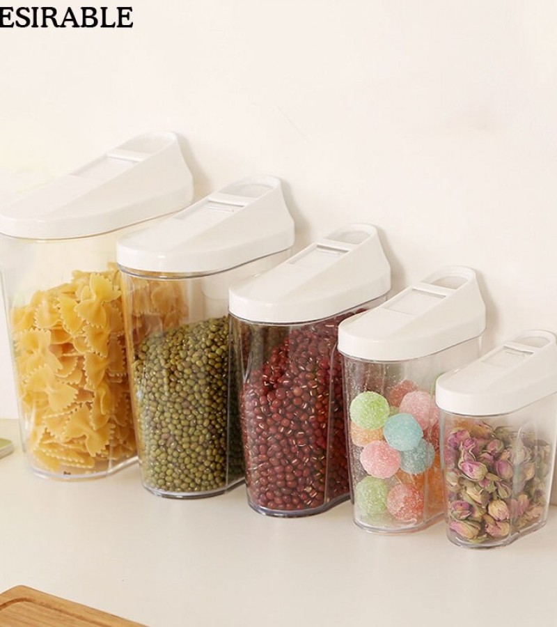 5Pcs Set Plastic Kitchen Sealed Jar Cereal Dispenser With Lid Storage Box For Rice Grain and Snacks