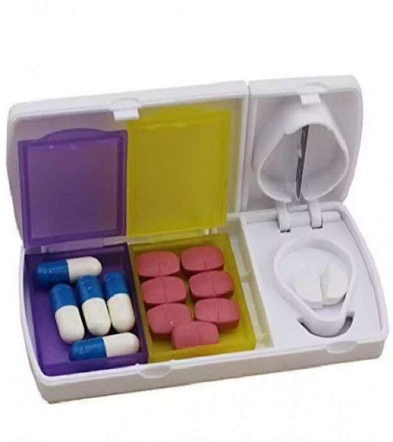 Mini Portable Pill Divider Compartment Travel Cutter Splitter Storage Box