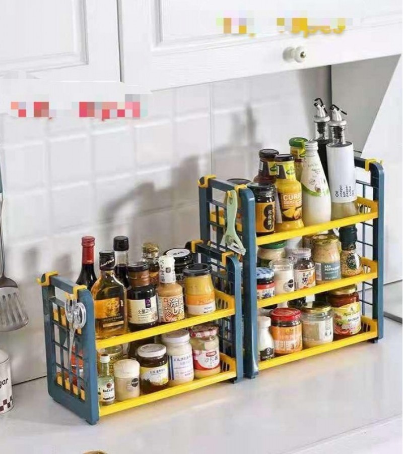 Multi-Purpose Uses 3 Layer Plastic Kitchen Shelf Spice Seasoning Rack - Multi