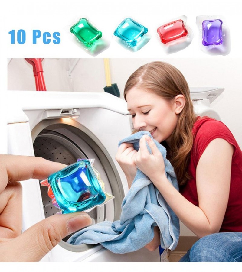 Pack of 1 (10Pcs) Laundry Detergent Gel Liquid Beads Wash Cleaning Clothes