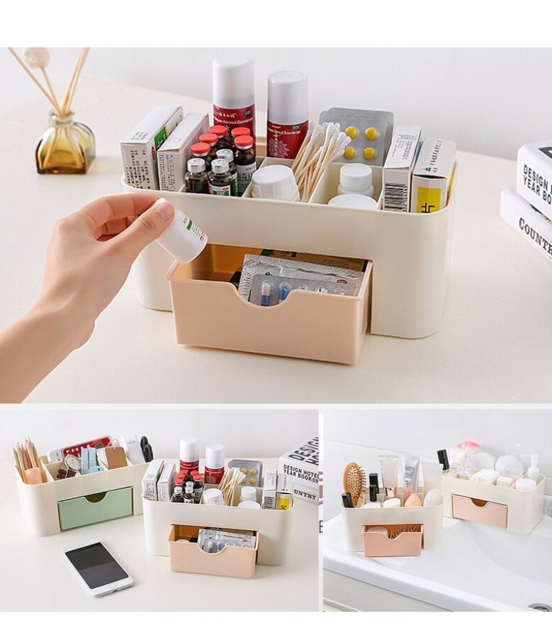 Plastic Makeup Storage Box Cosmetic Organizer Small Drawer Jewelry Case Home Organizer Accessories