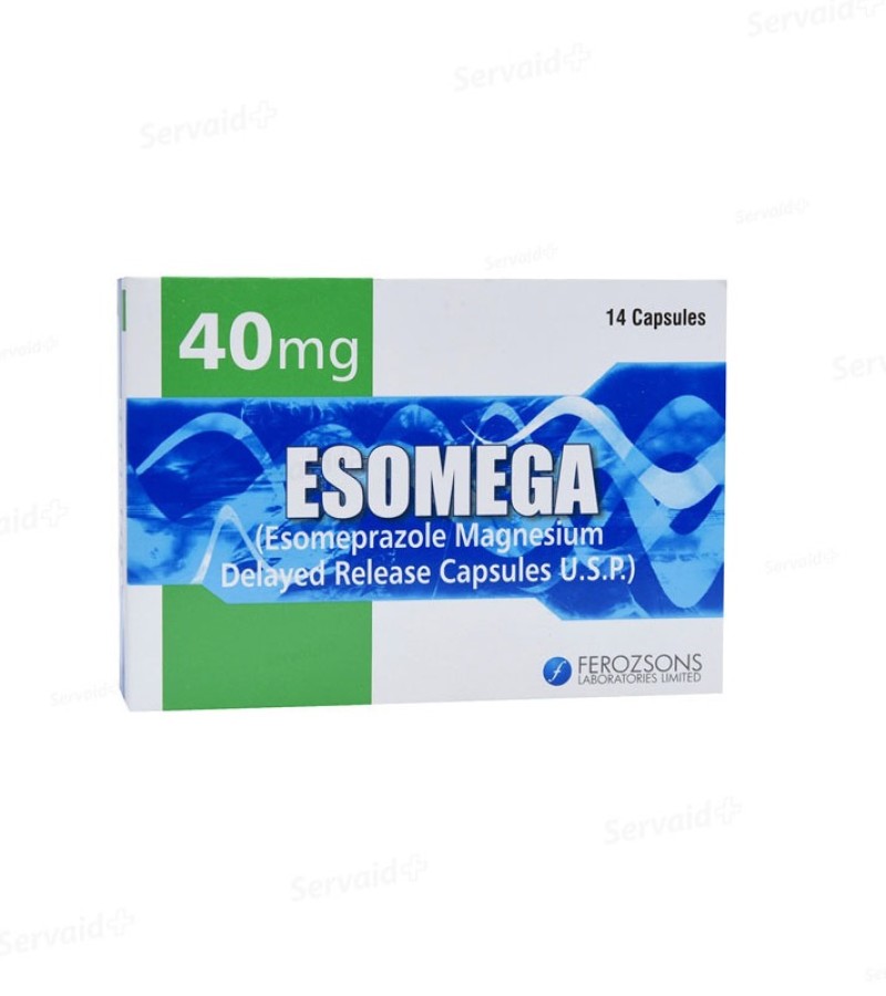 Esomega 40mg capsules for acidity and heartburn