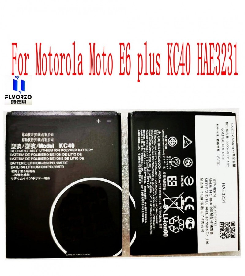 Motorola KC40 Battery for Motorola E6 Plus XT-2025 , E6s, E6 Play with 3000mAh Capacity-Black