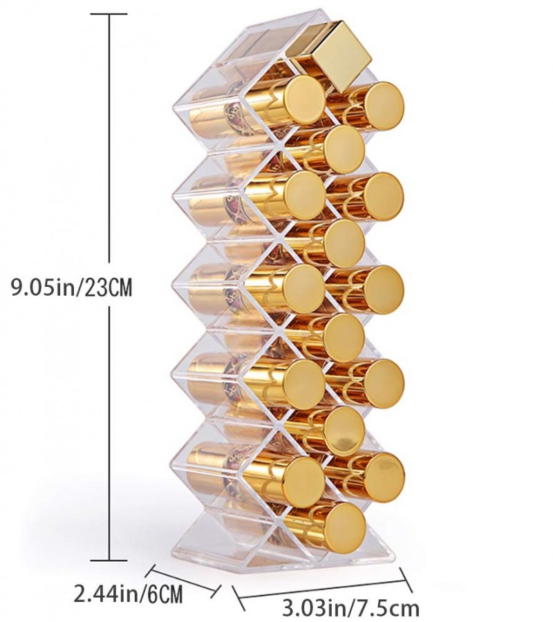 16 Grid Fish Shape Acrylic Lipstick Organizer Rack Holder Tower Organizer - 1Pcs