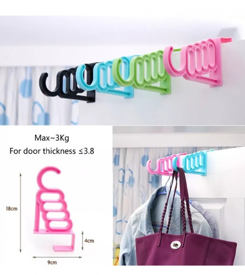 1Pcs Multifunctional Wardrobe Over Door Hanging Mini Plastic Hook Hanger (1Hanger 4 Holes)