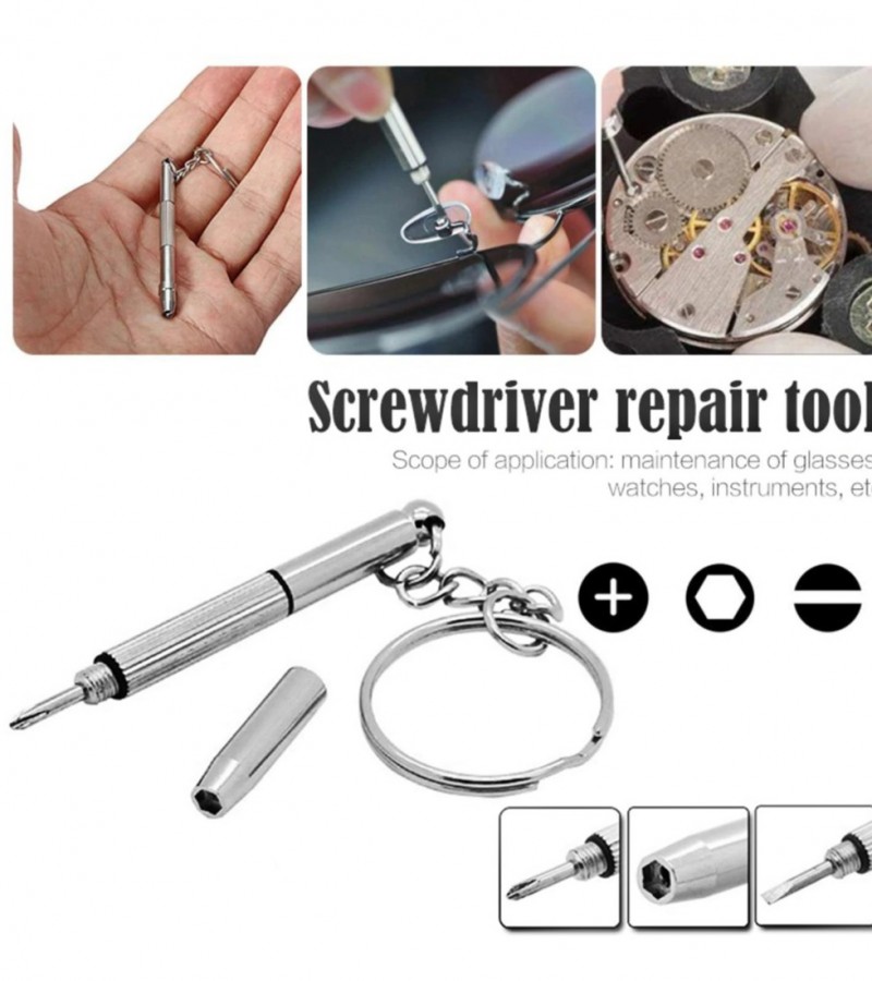 Multifunctional Outdoor Pocket Use Screwdrivers 3 in 1 Eyeglass Phone Watch With Keychain