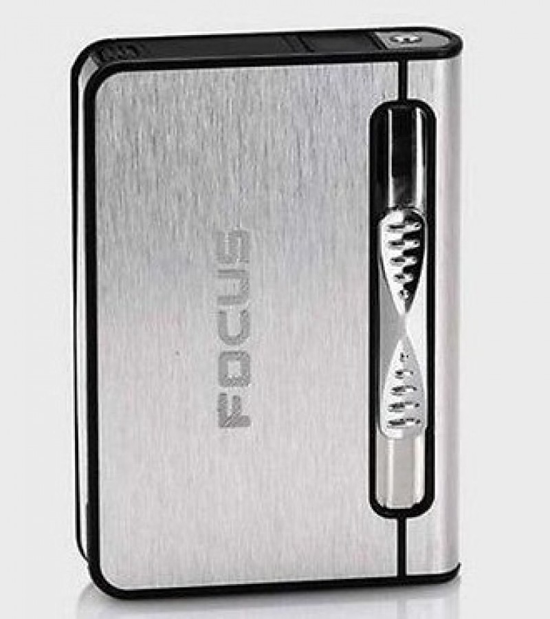 Cigarette Case Silver with Lighter