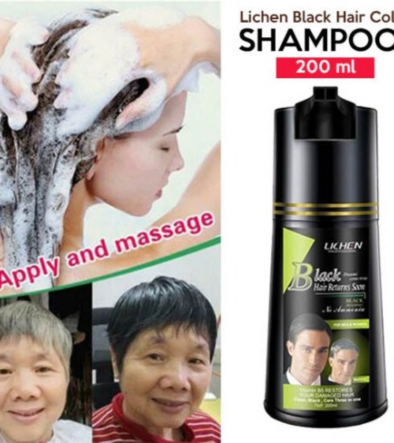 Lichen Black Hair Color Shampoo 200ml