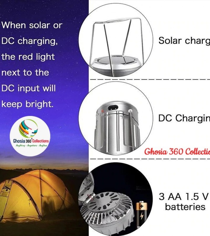 Solar Charging Fan With LED Light (S)