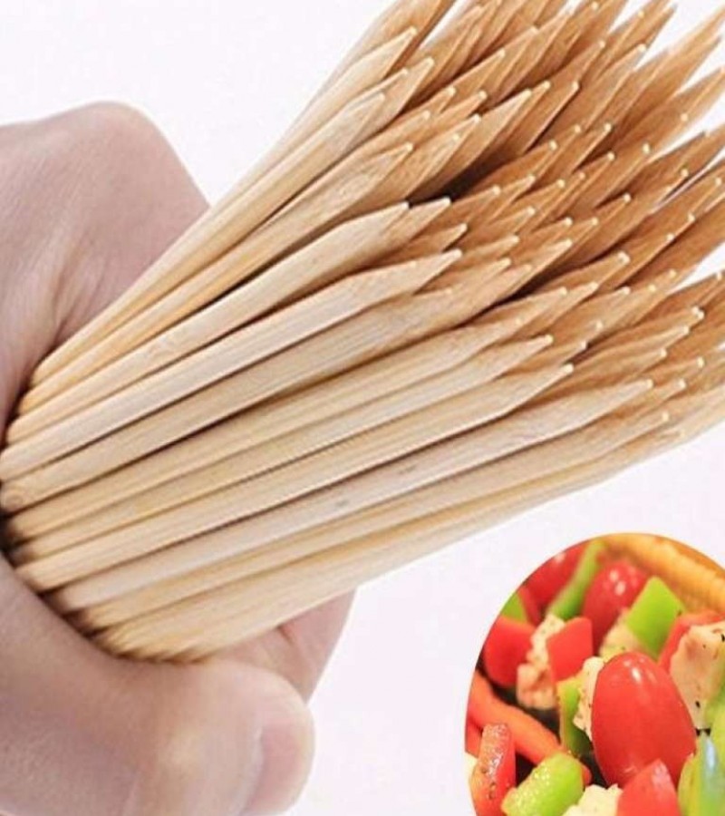 Pack Of 100 Bamboo Wooden Skewers Sticks Bbq Shashlik Sticks 10 Inch