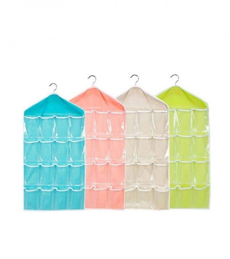 PACK OF 3 Washable 16 Grids Pouch Clothes Sock Underwear Bra Hanging Storage Bag Organizer